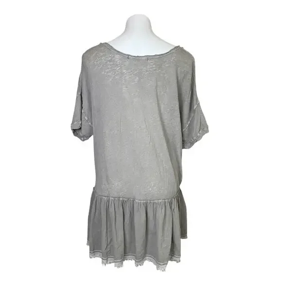 Free People | Womens Light Gray Relaxed Ruffled Tunic Top | Size: S - Picture 3 of 5